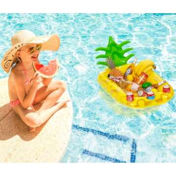 VICKEA Inflatable Pineapple Drink Holder, Pool Party Drink Float for Water Fun