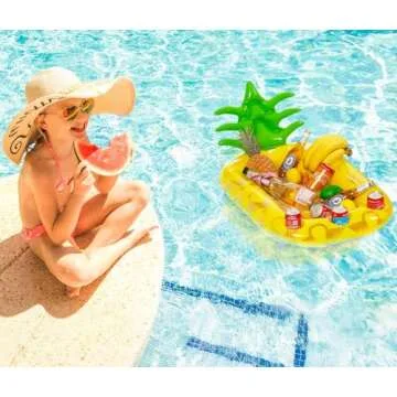 VICKEA Inflatable Pineapple Drink Holder, Pool Party Drink Float for Water Fun