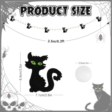 8.2Ft Halloween Felt Banner Cat Garland for Decorations