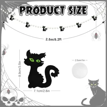 8.2Ft Halloween Felt Banner Cat Garland for Decorations