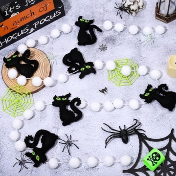8.2Ft Halloween Felt Banner Cat Garland for Decorations