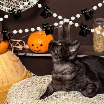 8.2Ft Halloween Felt Banner Cat Garland for Decorations