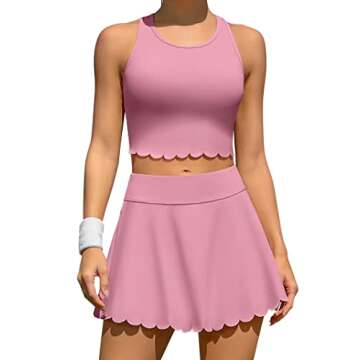 ATTRACO Athletic Workout Dress for Women Sleeveless Golf Tennis Dress with Pockets Pink L