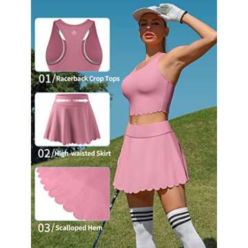 ATTRACO Athletic Workout Dress for Women Sleeveless Golf Tennis Dress with Pockets Pink L