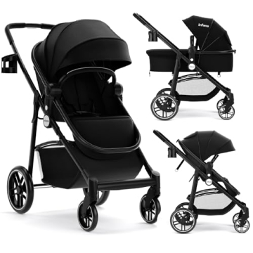 INFANS 2 in 1 Baby Stroller – High Landscape Infant Stroller & Reversible Bassinet Pram