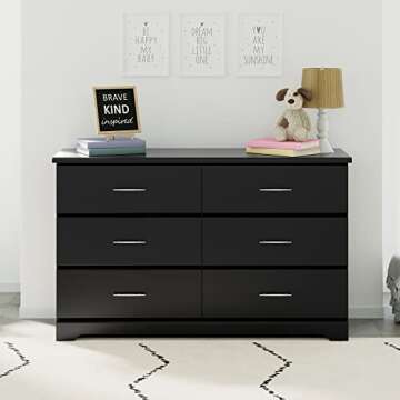 Storkcraft Brookside 6 Drawer Double Dresser (Black) – GREENGUARD Gold Certified, For Nursery, Kid...