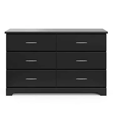 Storkcraft Brookside 6 Drawer Double Dresser (Black) – GREENGUARD Gold Certified, For Nursery, Kids Organizer, Chest of Drawers