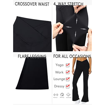Viehunt Women's Crossover Flare Leggings for Active Fashion