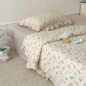BuLuTu Muslin Cotton Quilt: Vintage Floral Comforter