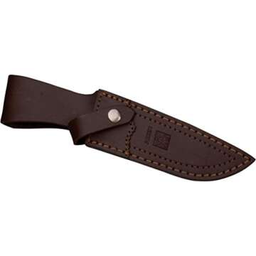 Joker Mountain Knife CC33 Tigre, with Deer Horn Handle and 5.51 inches MOVA Blade, Leather Sheath, Stainless Steel Ferrule, Fishing Tool, Hunting, Camping and Hiking.