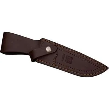 Joker Mountain Knife CC33 Tigre, with Deer Horn Handle and 5.51 inches MOVA Blade, Leather Sheath, Stainless Steel Ferrule, Fishing Tool, Hunting, Camping and Hiking.