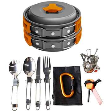 Gold Armour Camping Cookware Mess Kit 17 Pieces Set - Camping Accessories Essentials Kit, Great Camp...