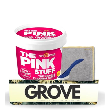 The Pink Stuff Fruity Scent Multi-Purpose Cleaner Paste Bundle - 17.6 oz with Microfiber Cloth & Scr...