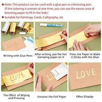 SUPERFINDINGS 2 Rolls Heat Transfer Foil Paper Hot Foil Transfer Sheets Metallic Hot Stamping Foil Rolls for Foil Quill/Heat Foil Pen 66Ftx2inch/Roll DIY Craft Scrapbooking Cards Golden Silver