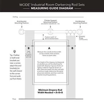 MODE Industrial Room Darkening Collection 1 1/8" Diameter Industrial Curtain Rod Set with Steel Wall Mounted Adjustable Curtain Rod, Blocks Light, Fits 36” to 72” Windows, Warm Gold