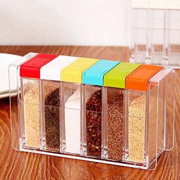 DecentGadget 6 Box Spice Shaker Jars Condiment Jar Set Seasoning Bottle Condiment Storage Pot Container