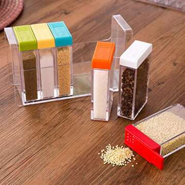 DecentGadget 6 Box Spice Shaker Jars Condiment Jar Set Seasoning Bottle Condiment Storage Pot Container