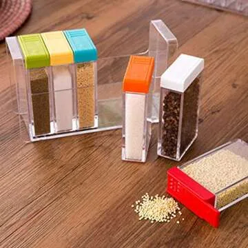 DecentGadget 6 Box Spice Shaker Jars Condiment Jar Set Seasoning Bottle Condiment Storage Pot Container