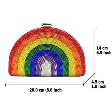 Boutique De FGG Rainbow Bags For Women Crystal Clutch Purse Evening Bag Fashion Party Rhinestone Clutch Handbags, Small