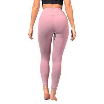 90 Degree By Reflex Ankle Length High Waist Power Flex Leggings - 7/8 Tummy Control Yoga Pants - Nostalgia Rose - Medium