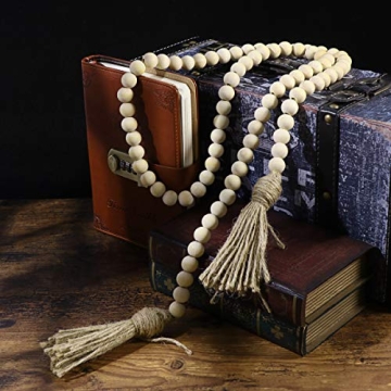 LIOOBO Wood Bead Garland for Rustic Decor