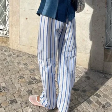 Trendy Muineobuka Striped Pajama Pants for Summer