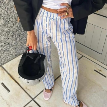 Trendy Muineobuka Striped Pajama Pants for Summer
