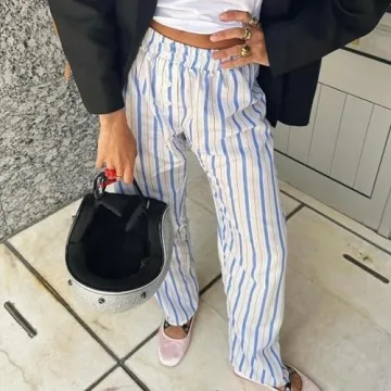 Trendy Muineobuka Striped Pajama Pants for Summer