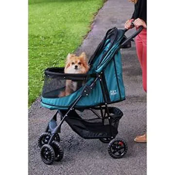 Pet Gear No-Zip Happy Trails Pet Stroller for Cats/Dogs, Zipperless Entry, Easy Fold with Removable Liner, Safety Tether, Storage Basket + Cup Holder, 3 Colors