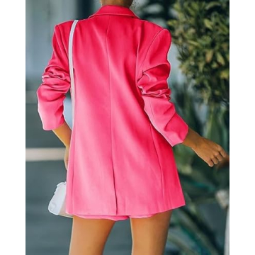 Fisoew Women's Stylish 2 Piece Blazer Shorts Set