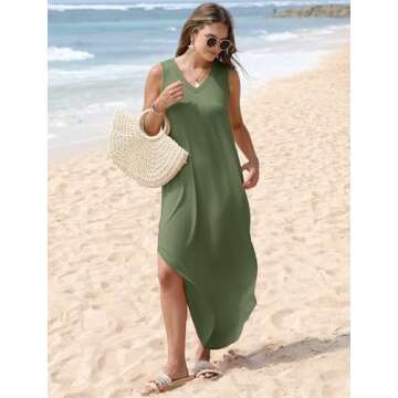 Flattering V-Neck SAMPEEL Spring Dresses for Women - Casual Long Maxi Dress for Summer