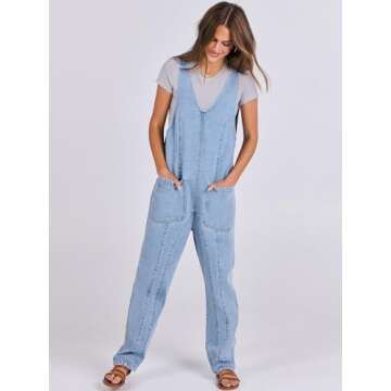 ANRABESS Women Denim Overalls Sleeveless V Neck Casual Jean Pants Jumpsuits Loose Baggy Jumper Fall Outfits 2025