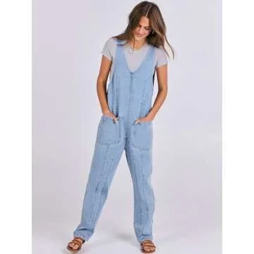 ANRABESS Women Denim Overalls Sleeveless V Neck Casual Jean Pants Jumpsuits Loose Baggy Jumper Fall Outfits 2025