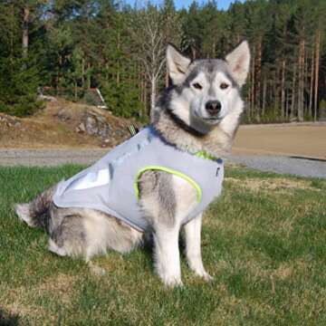 SGODA Dog Cooling Vest Harness Cooler Jacket Grey Green Medium