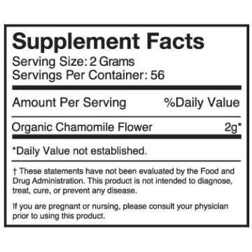 Organic Chamomile Whole Flower, Loose Leaf, Tea Leaves, 4oz (Packaging may vary)