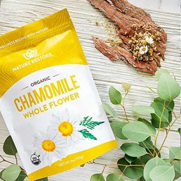 Organic Chamomile Whole Flower, Loose Leaf, Tea Leaves, 4oz (Packaging may vary)