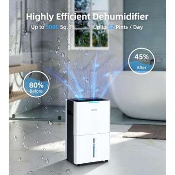 Aiusevo Aiusevo 5000 Sq. Ft Dehumidifier, Max 52 Pint/Day Dehumidifiers for Home with Drain Hose, 3 ...