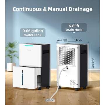 Aiusevo Aiusevo 5000 Sq. Ft Dehumidifier, Max 52 Pint/Day Dehumidifiers for Home with Drain Hose, 3 Modes, Child Lock, 24H Timer, Auto Defrost, for Basement, Bedroom, Rv, Large Room, Closet, Garage