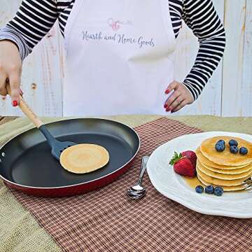 Hearth and Home Goods 5-Piece Cooking Utensils - Silicone with Beech Wood Handle - Includes Slotted and Solid Spoons, Spatula, Turner and Ladle, Dark Gray