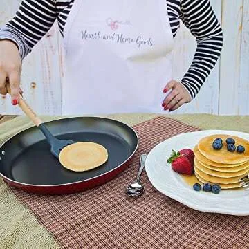 Hearth and Home Goods 5-Piece Cooking Utensils - Silicone with Beech Wood Handle - Includes Slotted and Solid Spoons, Spatula, Turner and Ladle, Dark Gray