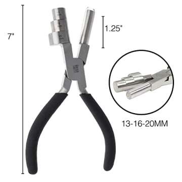 The Beadsmith Big Wrapper Pliers – Multi-Step Wrapping Tool –13, 16 & 20mm barrels - 7 Inches Long, 1.25” Stainless Steel Jaws, Cushioned Grips – Use to Shape Rings and Make Consistent Sized Loops …