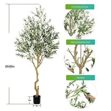 Nafresh 8ft Olive Tree - Realistic Silk Decor for Home