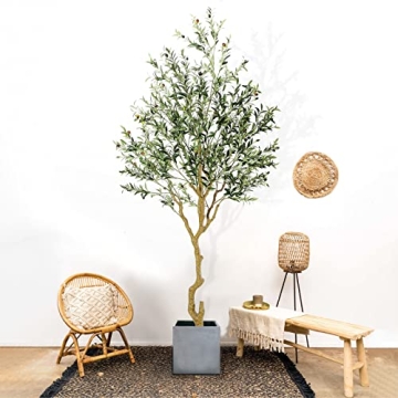 Nafresh 8ft Olive Tree - Realistic Silk Decor for Home