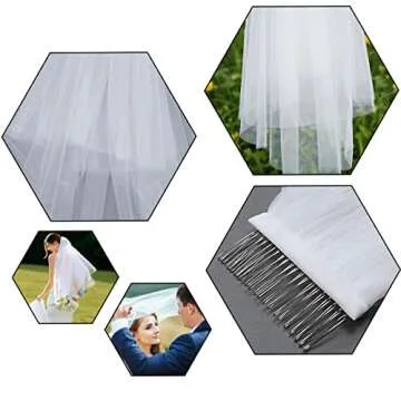 CICITOYWO Bridal Veil Wedding Vails Women's Simple Short Wedding Veils Bachelorette Party Decorations (White/Cut Edge)