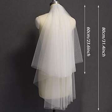 CICITOYWO Bridal Veil Wedding Vails Women's Simple Short Wedding Veils Bachelorette Party Decorations (White/Cut Edge)