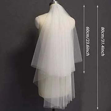 CICITOYWO Bridal Veil Wedding Vails Women's Simple Short Wedding Veils Bachelorette Party Decorations (White/Cut Edge)