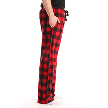 Men's Polar Fleece Pajama Pants in Red Buffalo Plaid