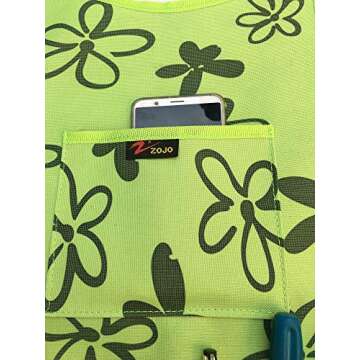 zojo Heavy Duty Waxed Canvas Work Apron for Home Garden,with Multi Tool Pockets,for Men & Women (Flower Print)