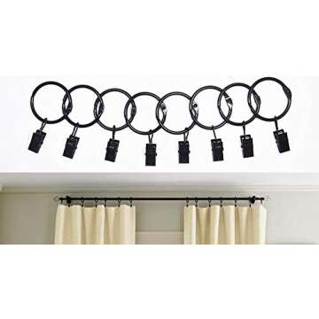 30 Pack Metal Curtain Rings with Clips - Easy to Use