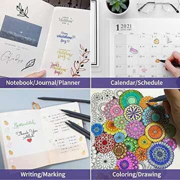 VITOLER 24 Colored Journaling , Fine Line Point Drawing Marker Pens for Writing Journaling Planner Coloring Book Sketching Taking Note Calendar Art Projects Office School Supplies (24 Colors)